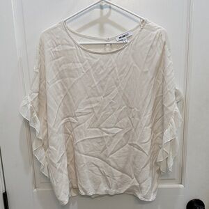 William Rast Cream Blouse with Ruffle Sleeves